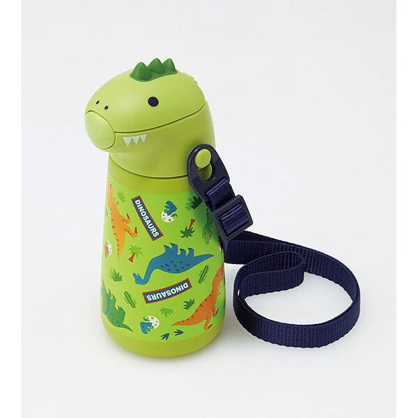 Skater Die-Cut Dinosaur Straw Water Bottle Stainless Steel 370ml