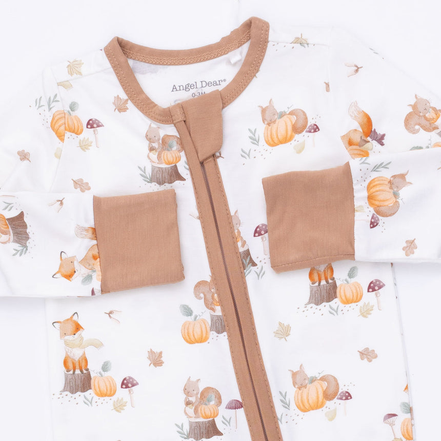 Angel Dear Convertible Romper - Woodland Animals with Pumpkins