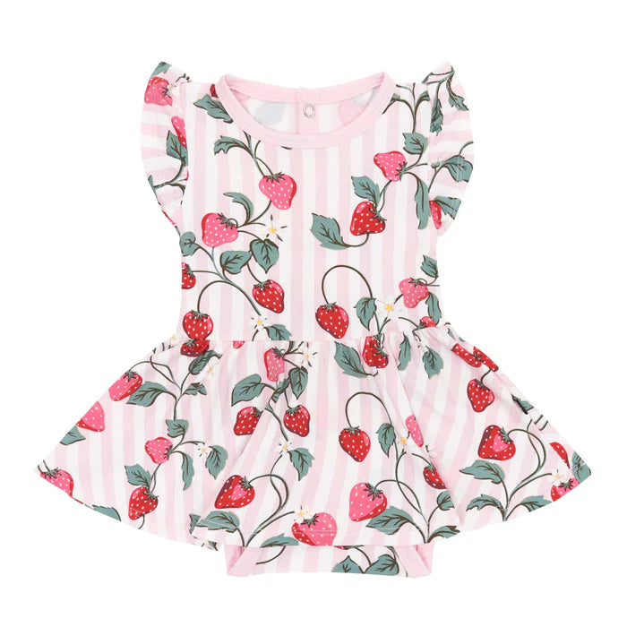 Kyte Baby Twirl Bodysuit Dress in Strawberry Fields