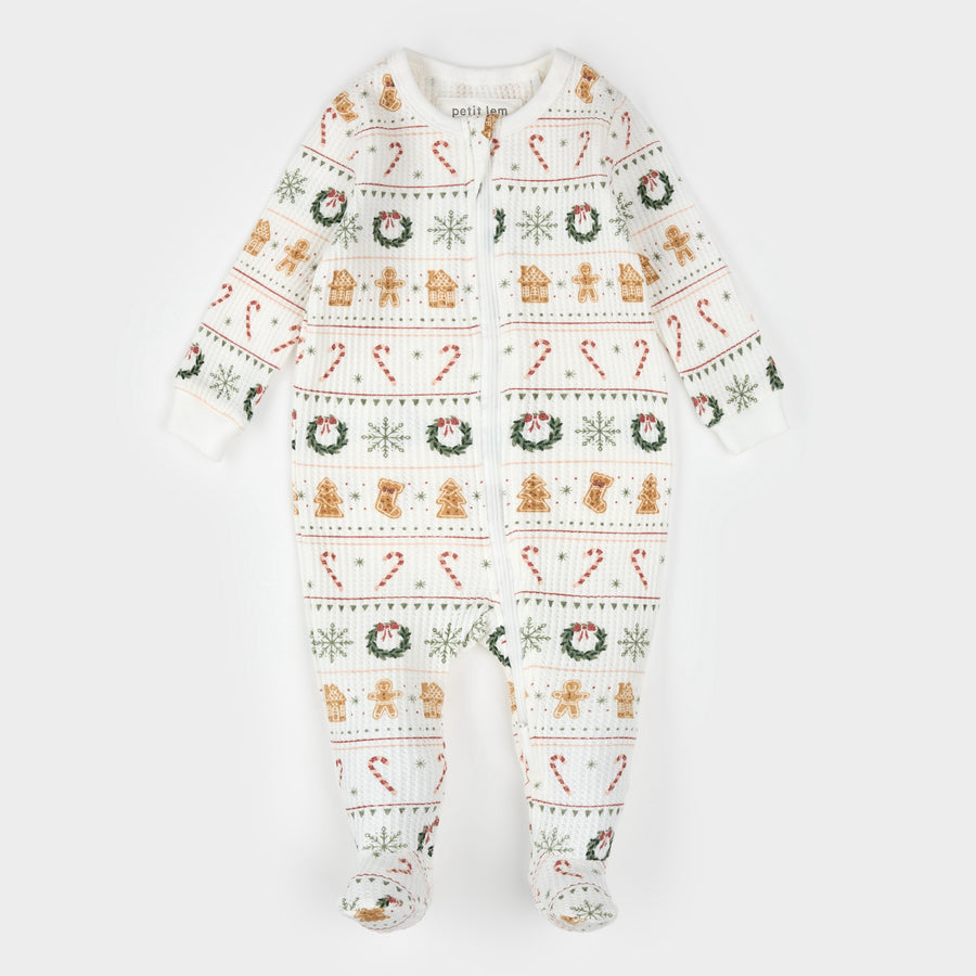 Petit Lem Holiday Treats Fair Isle Print on Thermal Sleeper