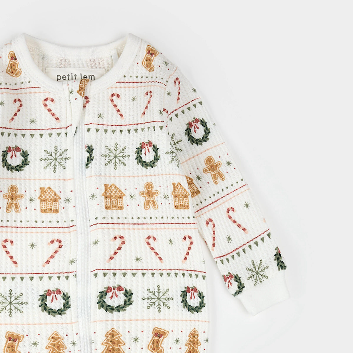 Petit Lem Holiday Treats Fair Isle Print on Thermal Sleeper