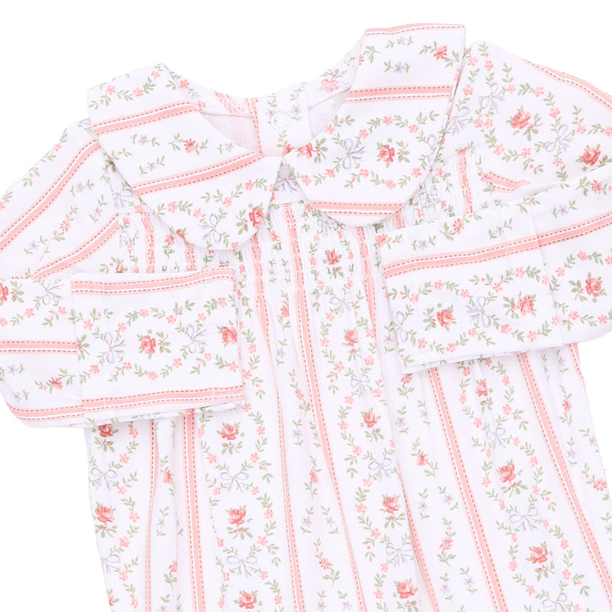 Angel Dear Smocked Peter Pan Snap Footie - Marnie Rosebud Stripe