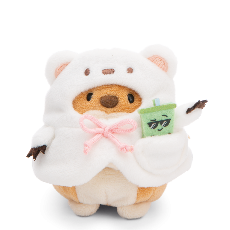 NICI Mymochi Dog Hiro with bubble tea and polar bear costume