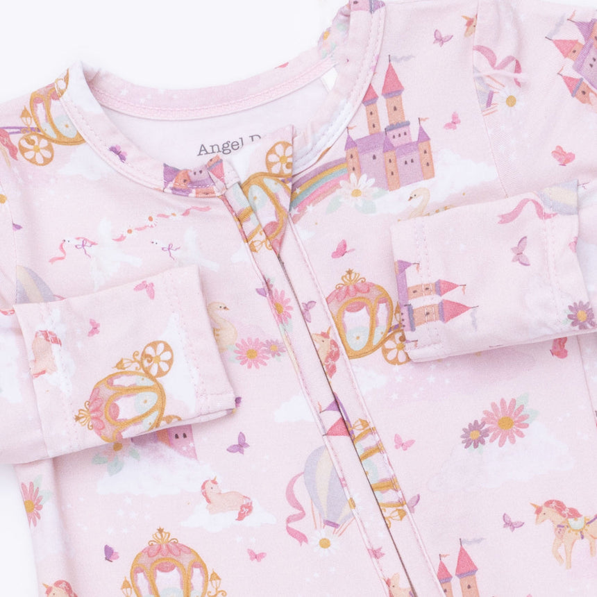 Angel Dear 2 Way Ruffle Back Zipper Footie - Princess Unicorns and Castle