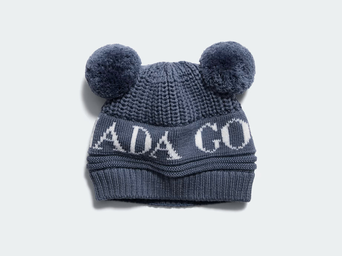 Bonnet à double pompon Canada Goose pour bébé – Bleu Pacifique