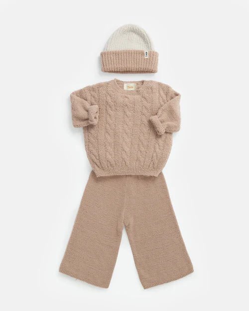 7AM Enfant 2 - Tone Ribbed Beanie - Fuzzy Pecan Ecru - Princess and the Pea Boutique
