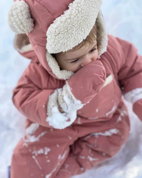 7AM Enfant Baby Snow Jumpsuit - Benji Plush Rose Dawn - Princess and the Pea Boutique