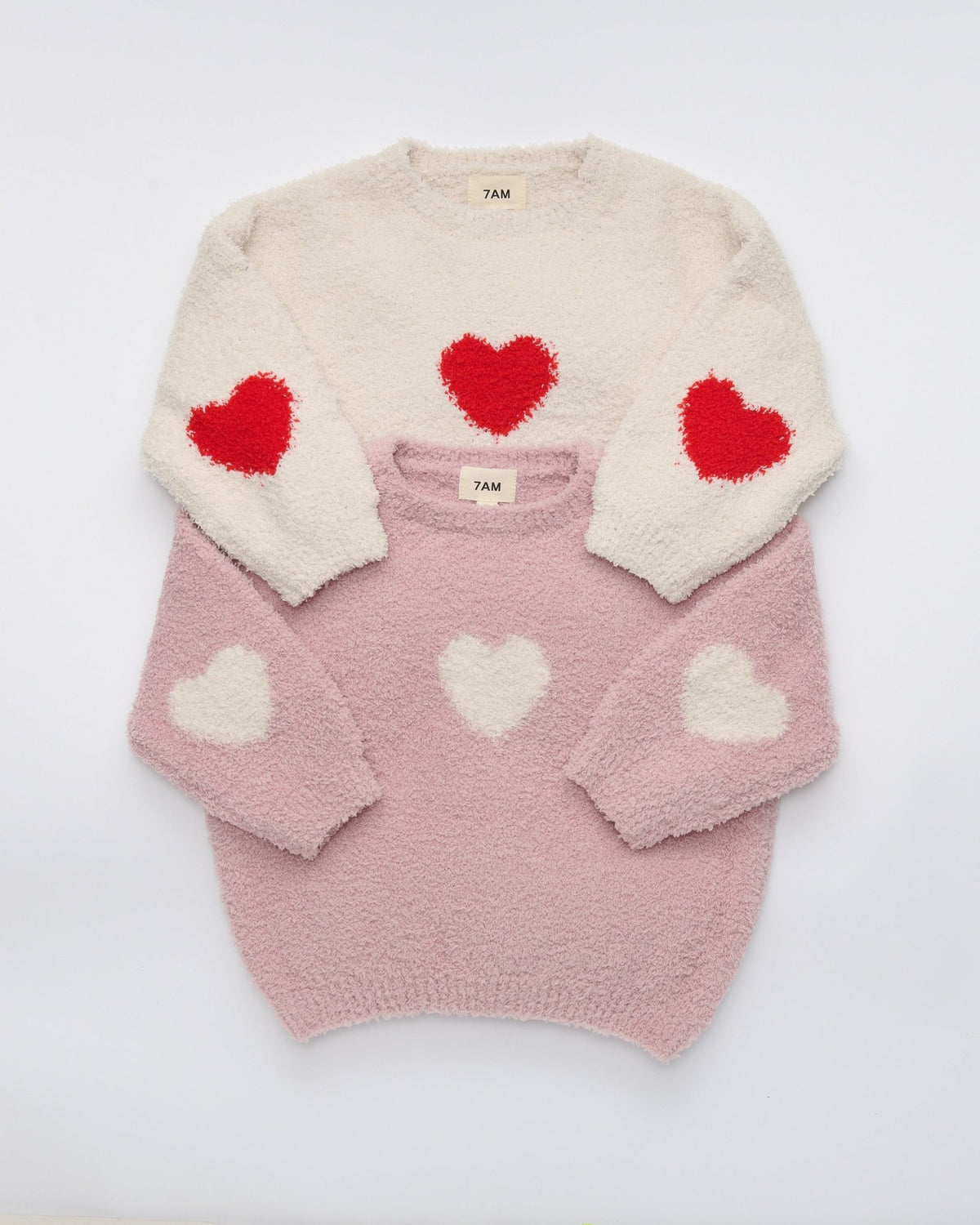 7AM Enfant Boxy Sweater - Fuzzy Love Ash Rose Ecru - Princess and the Pea Boutique