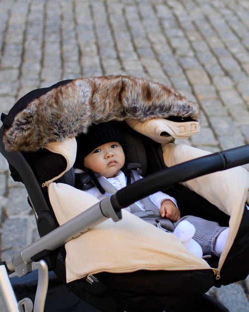 7AM Enfant Car Seat Cocoon - Tundra Black Faux Fur - Princess and the Pea Boutique