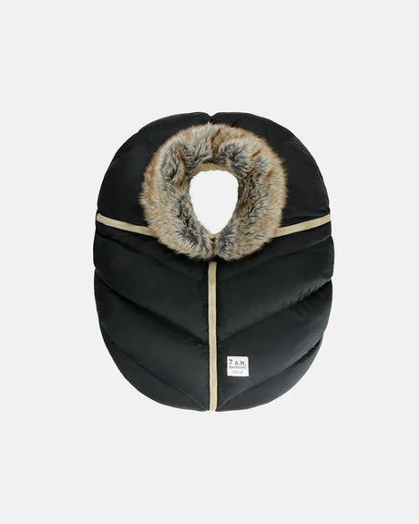 7AM Enfant Car Seat Cocoon - Tundra Black Faux Fur - Princess and the Pea Boutique