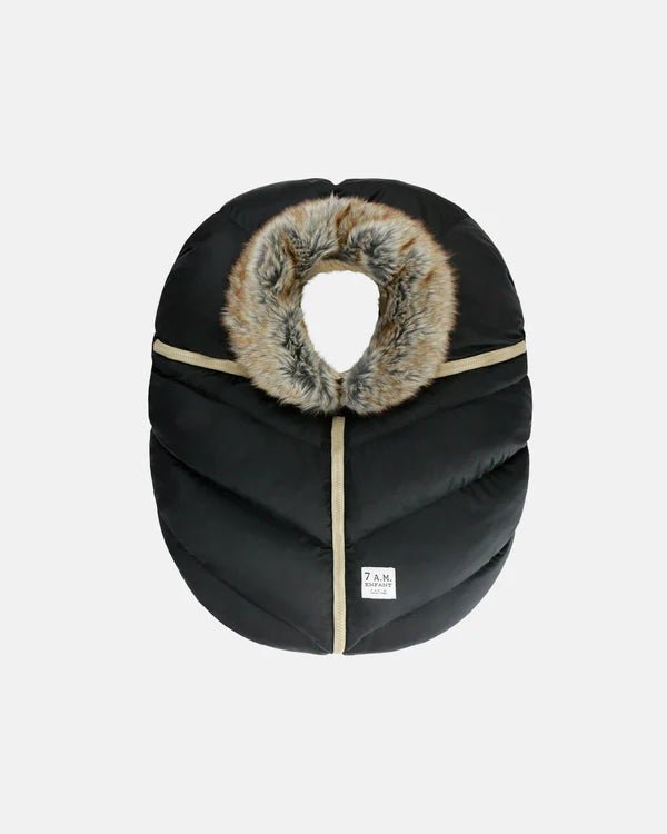 7AM Enfant Car Seat Cocoon - Tundra Black Faux Fur - Princess and the Pea Boutique