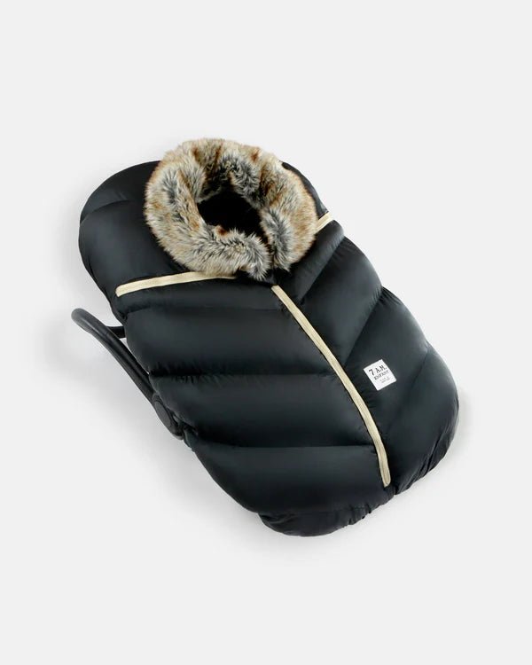 7AM Enfant Car Seat Cocoon - Tundra Black Faux Fur - Princess and the Pea Boutique