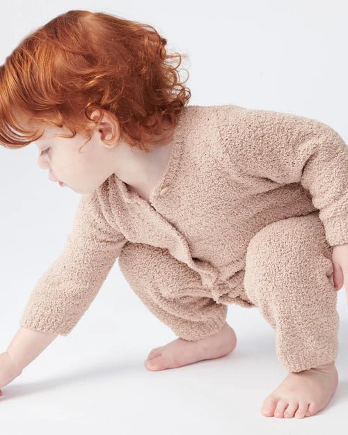 7AM Enfant Long Sleeve Romper Fuzzy Pecan - Princess and the Pea Boutique