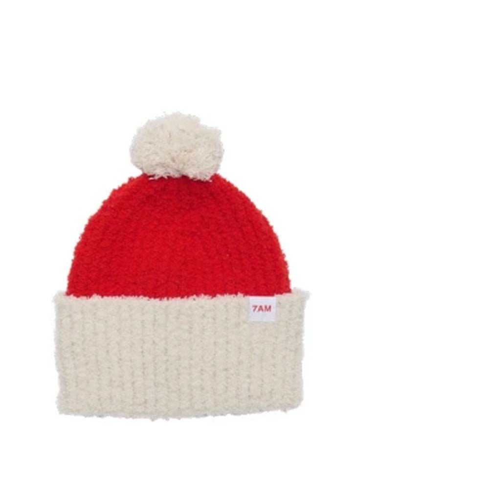 7AM Enfant Santa Beanie - Fuzzy Ecru Crimson - Princess and the Pea Boutique