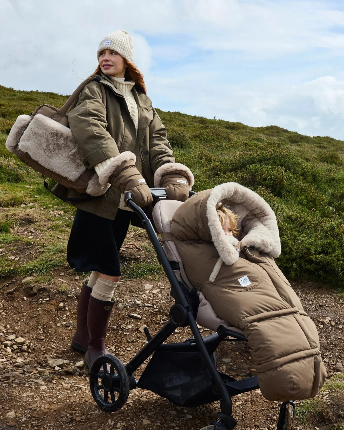 7AM Enfant Soho Diaper Carryall - Helsinki Appliqué Moss Brown - Princess and the Pea Boutique