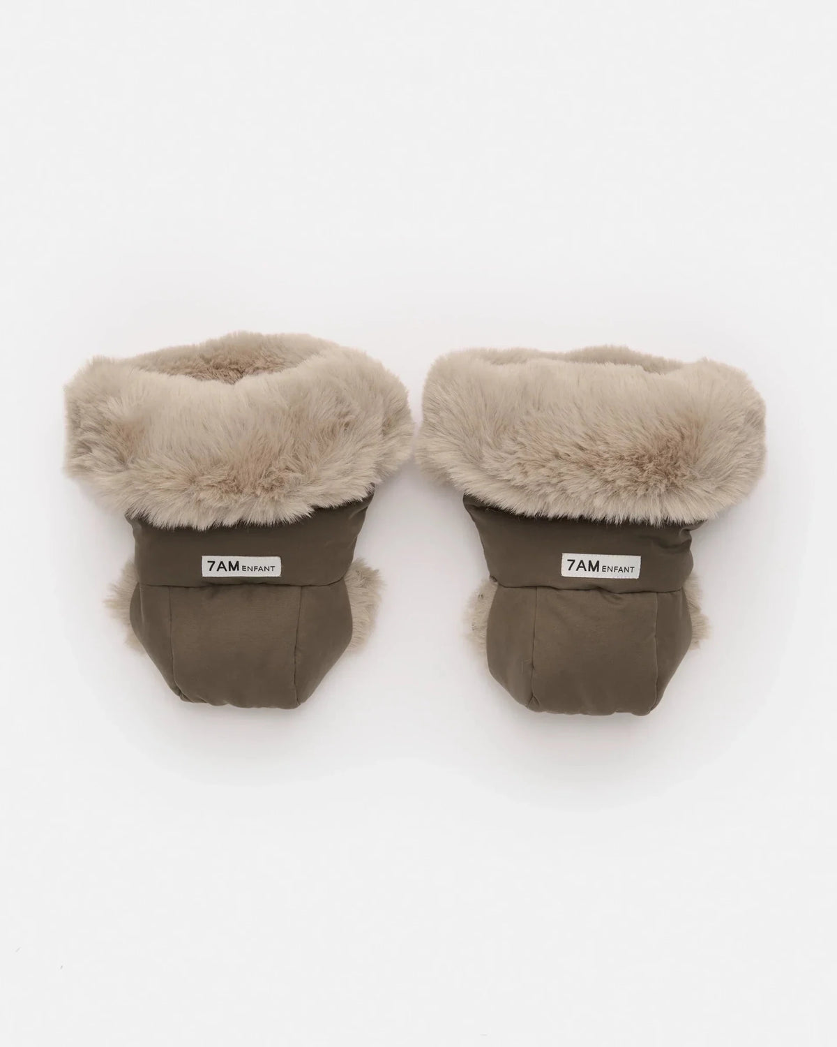 7AM Enfant Warmmuffs - Helsinki Moss Brown Faux Fur - Princess and the Pea Boutique