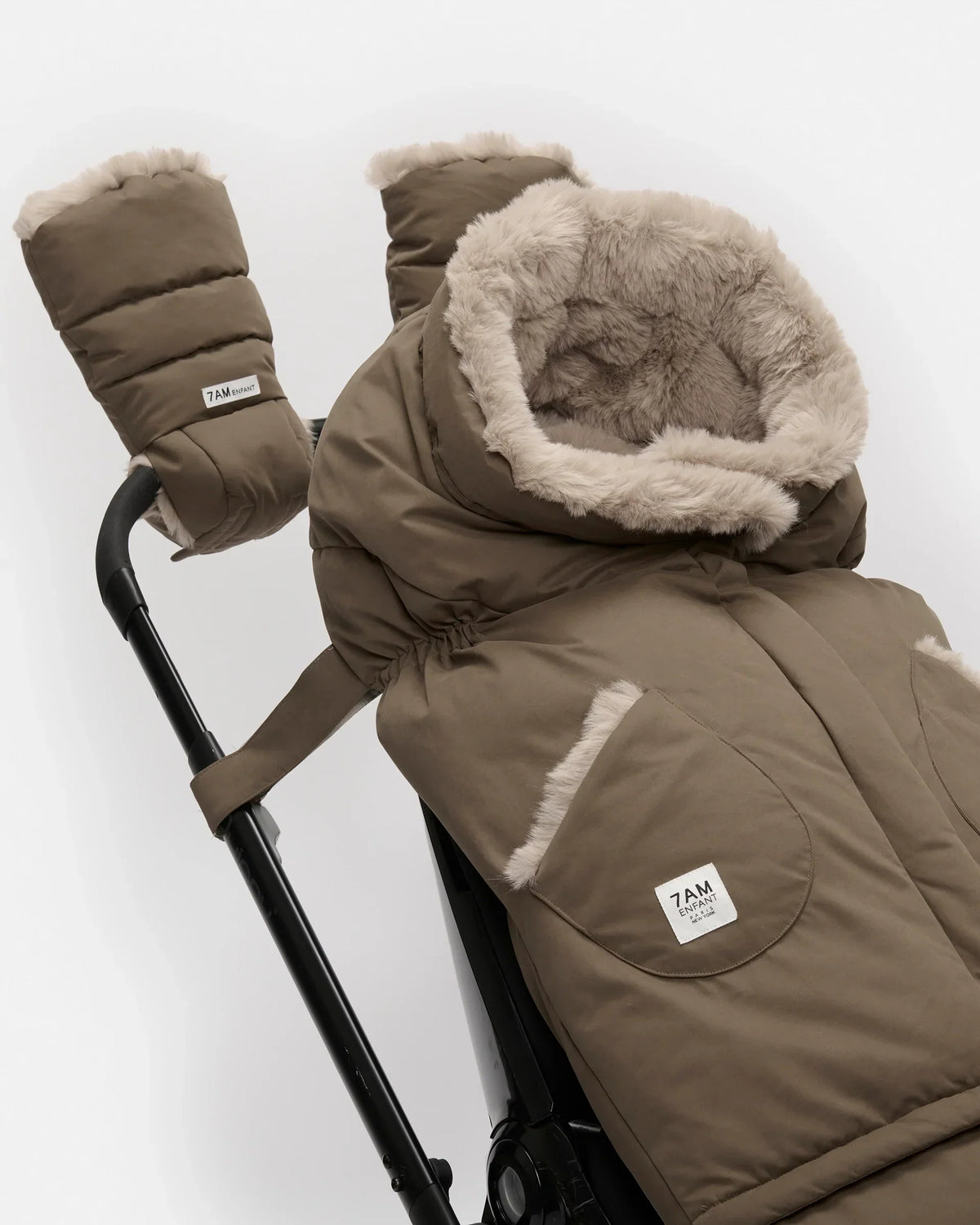 7AM Enfant Warmmuffs - Helsinki Moss Brown Faux Fur - Princess and the Pea Boutique