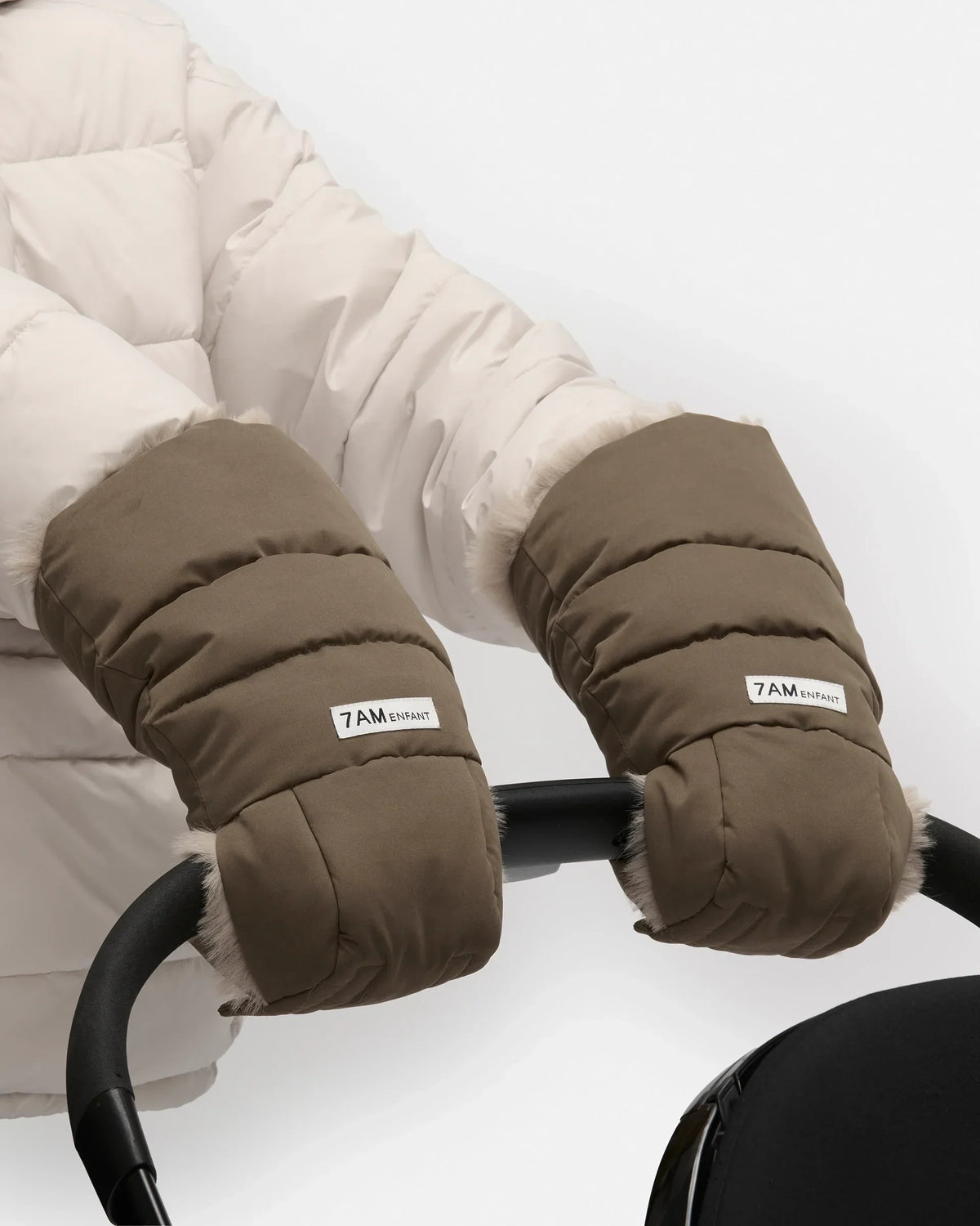 7AM Enfant Warmmuffs - Helsinki Moss Brown Faux Fur - Princess and the Pea Boutique