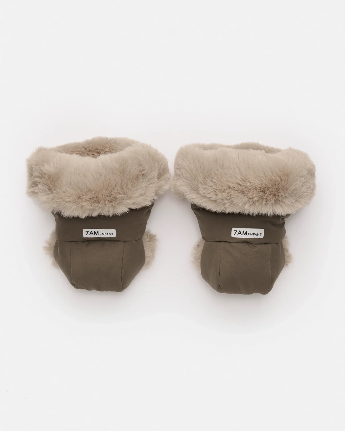 7AM Enfant Warmmuffs - Helsinki Moss Brown Faux Fur - Princess and the Pea Boutique