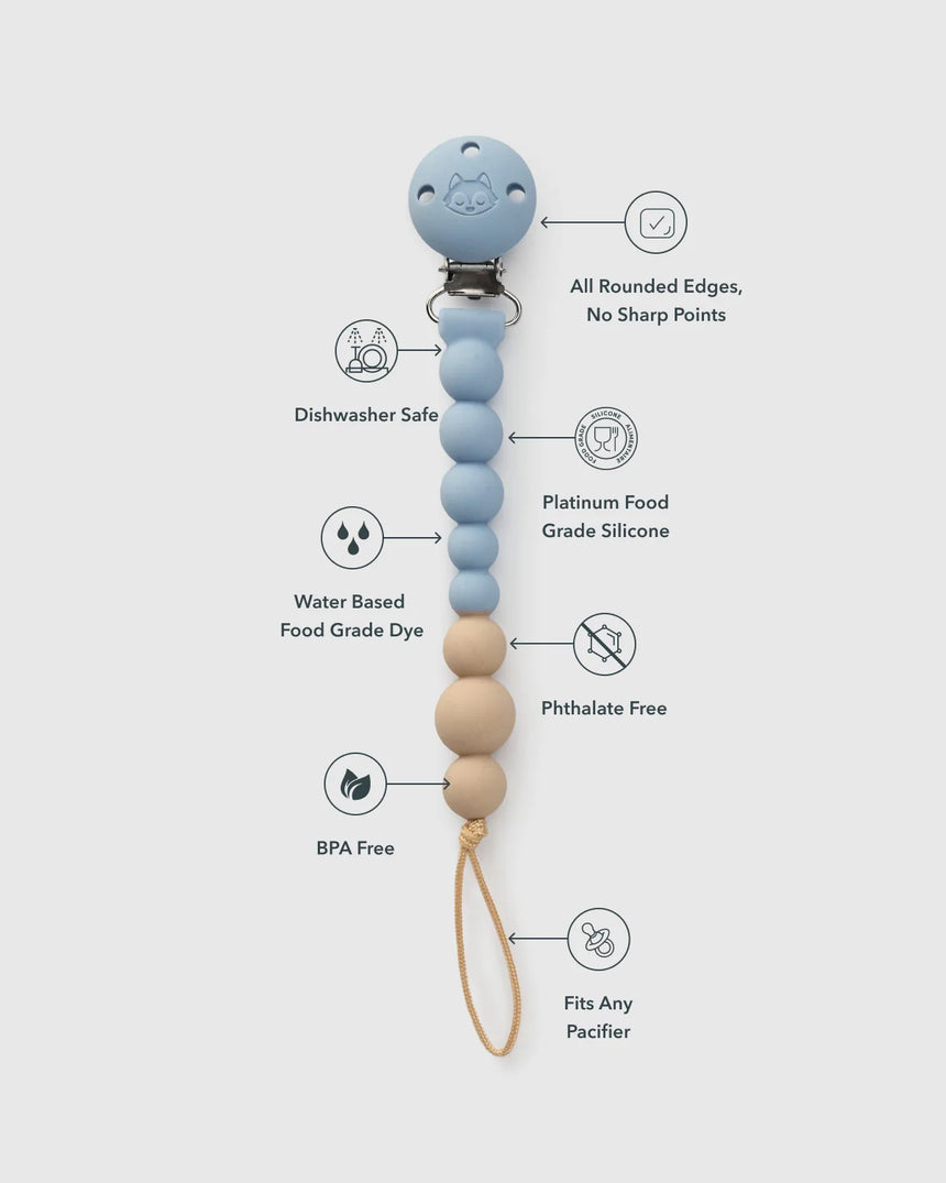 Loulou Lollipop OneC™ Silicone Pacifier Clip - Blue Fog