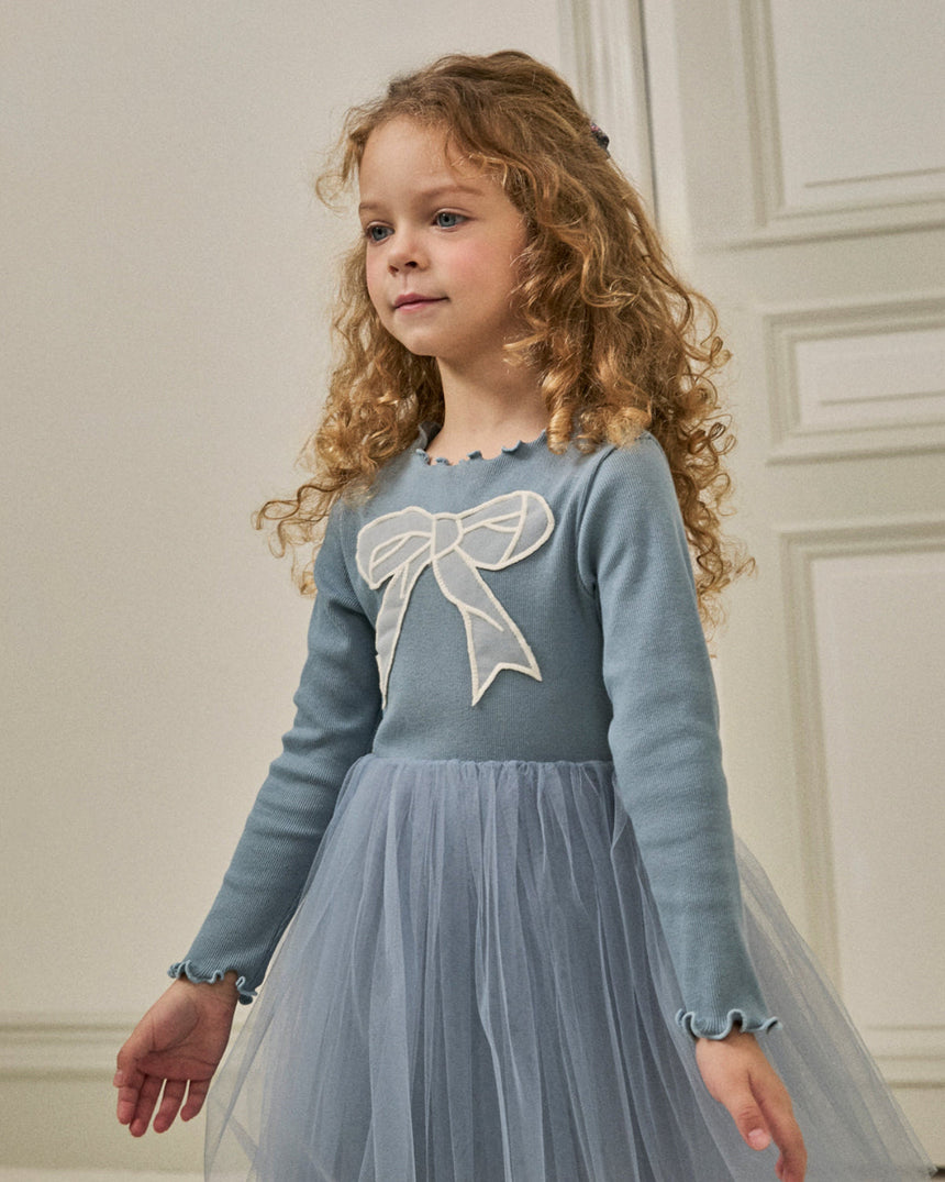 Petite Hailey Emi Bow Tutu - Dusty Blue