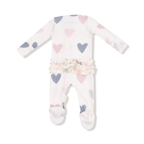 Angel Dear 2 Way Ruffle Zipper Footie - Hearts - Princess and the Pea Boutique