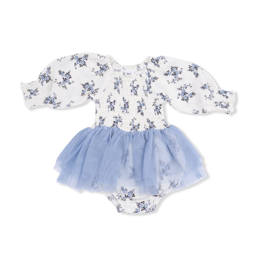 Angel Dear Long Sleeve Smocked Bubble with Tutu - Belle Rosette Dot - Princess and the Pea Boutique