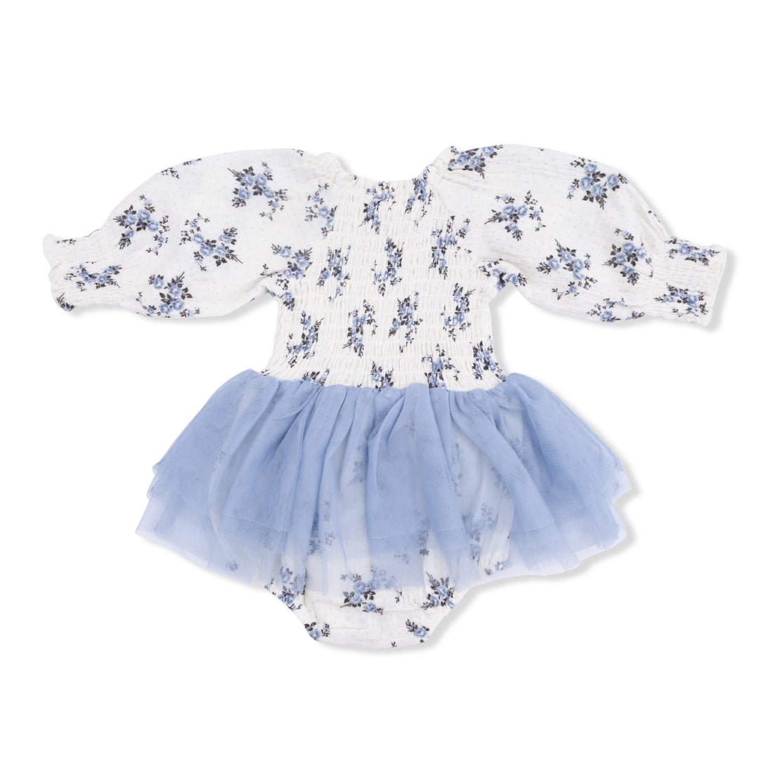Angel Dear Long Sleeve Smocked Bubble with Tutu - Belle Rosette Dot - Princess and the Pea Boutique