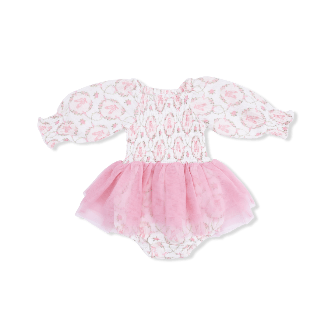 Angel Dear Long Sleeve Smocked Bubble with Tutu - Cameo Ballet Shoes - Princess and the Pea Boutique