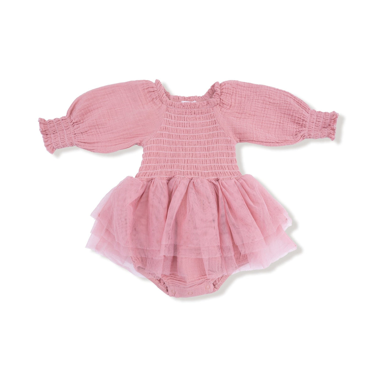 Angel Dear Long Sleeve Smocked Bubble with Tutu - Rose Elegance - Princess and the Pea Boutique
