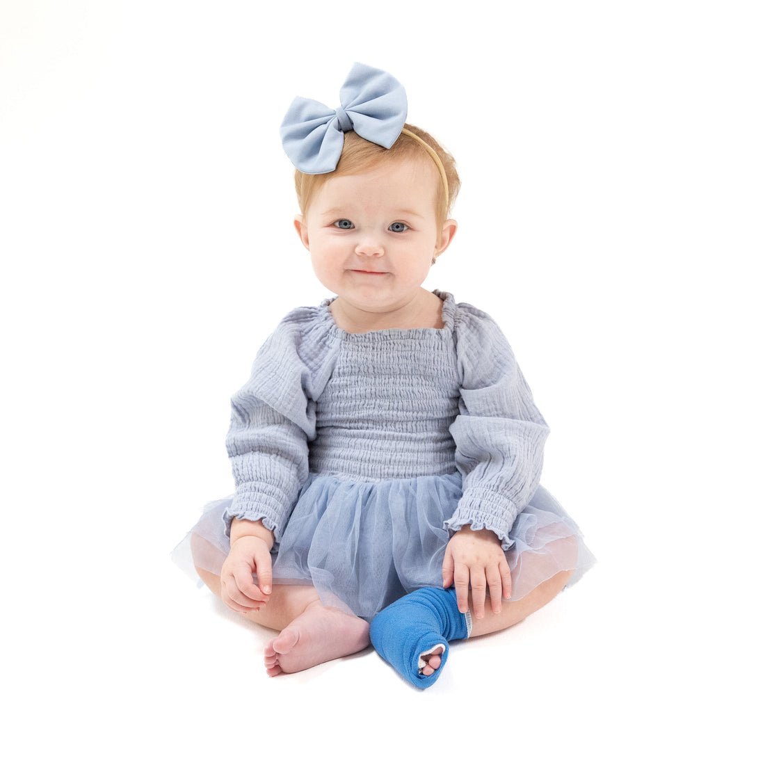 Angel Dear Long Sleeve Smocked Bubble with Tutu - Soft Chambray - Princess and the Pea Boutique