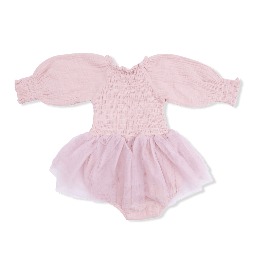 Angel Dear Long Sleeve Smocked Bubble with Tutu - Solid Lotus - Princess and the Pea Boutique