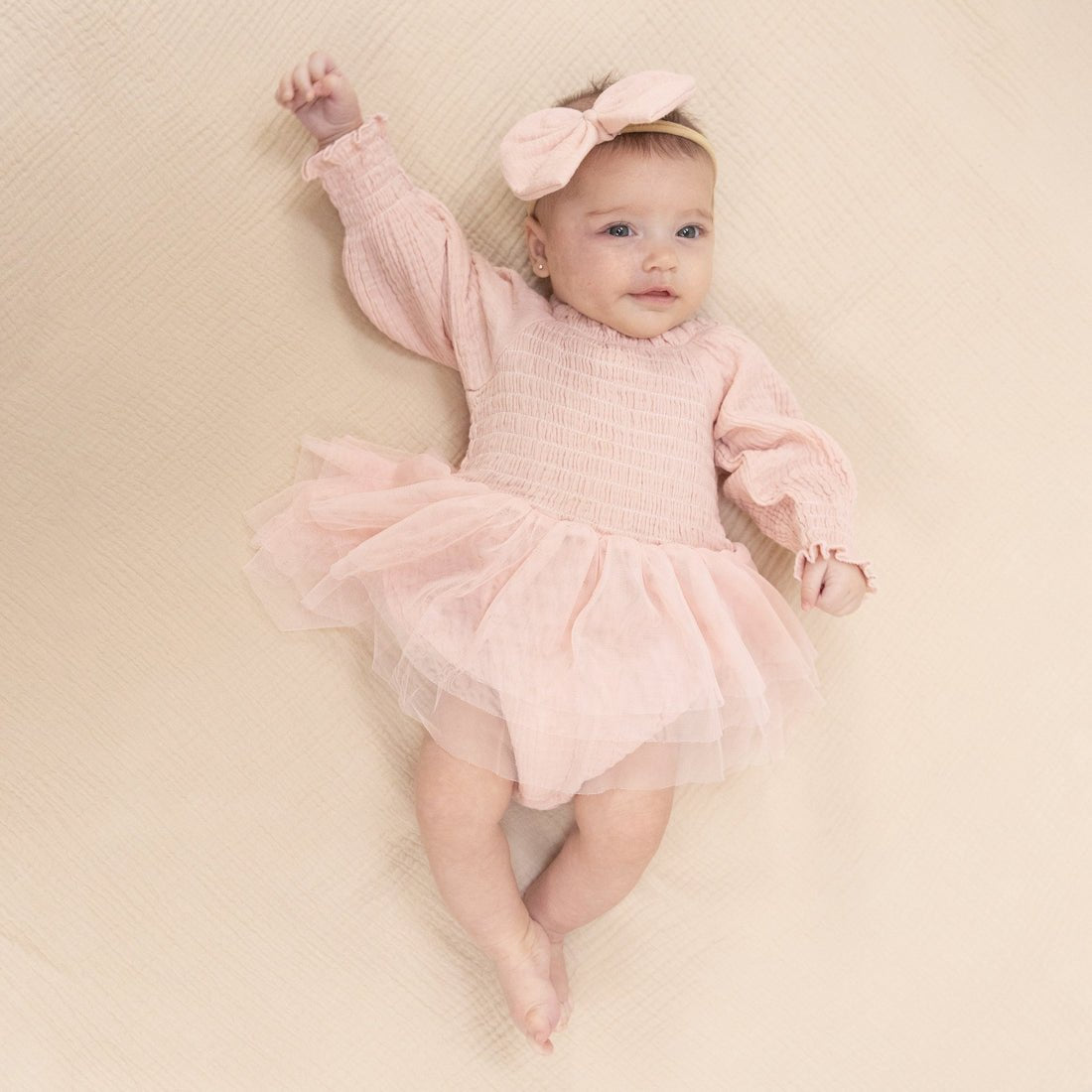 Angel Dear Long Sleeve Smocked Bubble with Tutu - Solid Lotus - Princess and the Pea Boutique