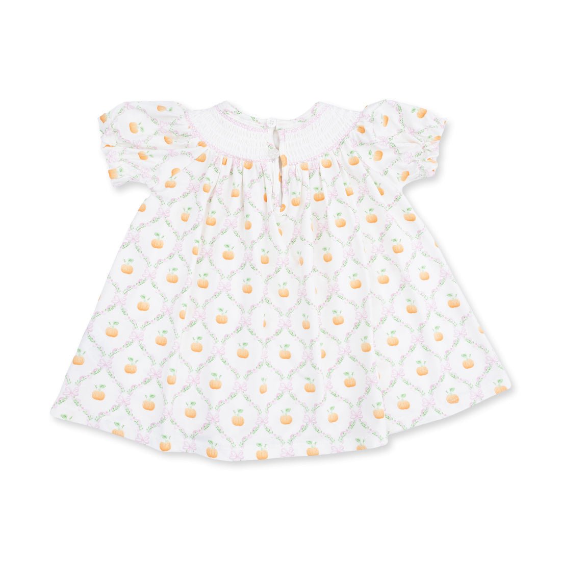 Angel Dear Puff Sleeve Bishop Dress and Bloomer - Pretty Pumpkin Trellis - Princess and the Pea Boutique