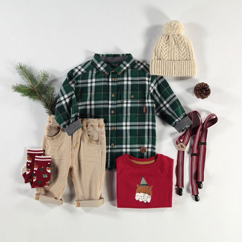 Baby Green Plaid Shirt - Princess and the Pea Boutique