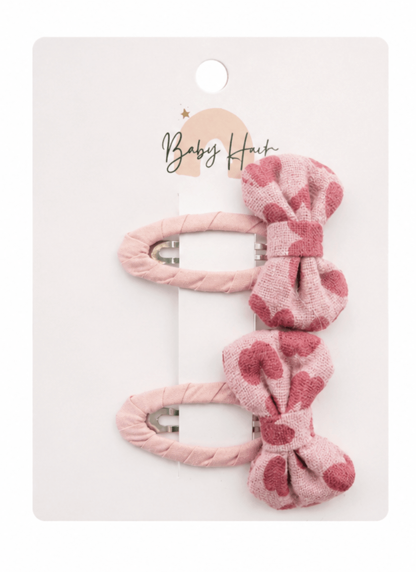Baby Hood Blush Polka Dot Bow Snap Hair Clip Duo - Princess and the Pea Boutique