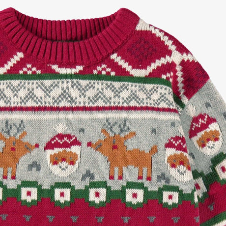 Baby's Red Knitted Sweater with Festive Pattern - Princess and the Pea Boutique