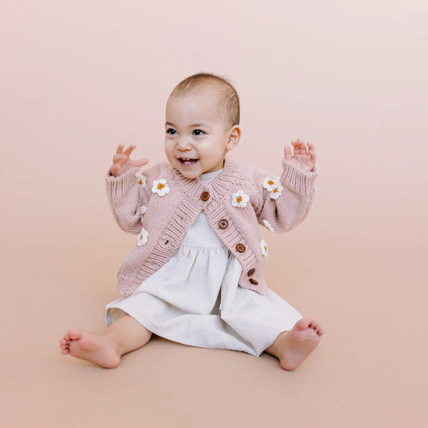 The Blueberry Hill Flower Cardigan Blush