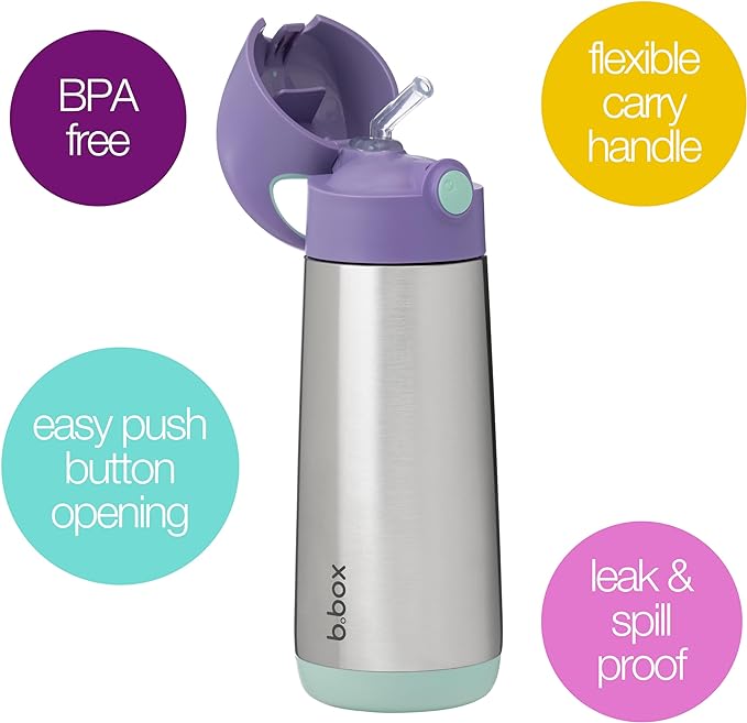 B.BOX INSULATED DRINK BOTTLE 500ml - LILAC POP - Princess and the Pea Boutique