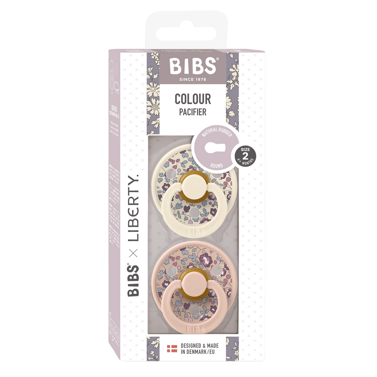 BIBS x Liberty Pacifier Original COLOUR Latex 2 PK Eloise Blush Mix - Princess and the Pea Boutique
