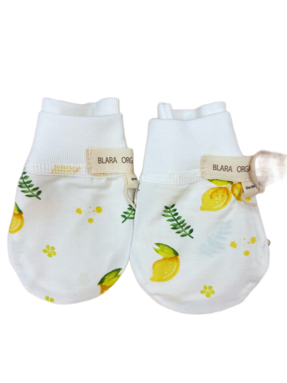 Blara Organic Mitten - Lemon Print - Princess and the Pea Boutique