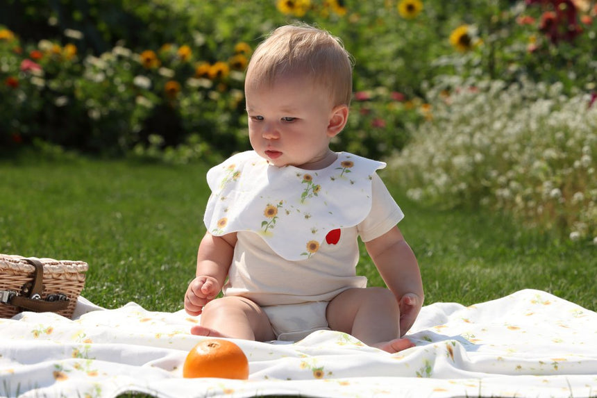 Blara Organic Wavy Bib - Sunflower Fields - Princess and the Pea Boutique
