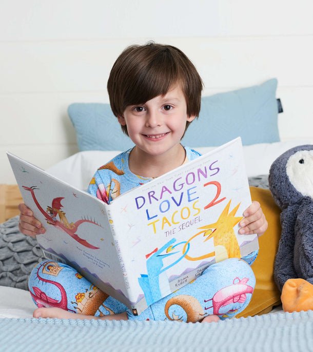 Books to bed - Dragons Love Tacos 2: The Sequel - Flat Pack Pajama Set - Princess and the Pea Boutique