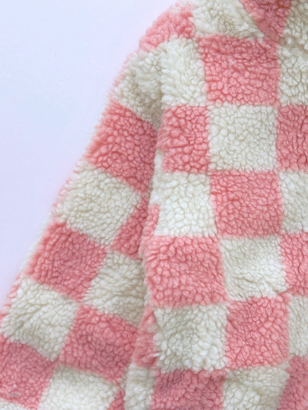 Brunette The Label Checkerboard Sherpa Jacket - Pink/White - Princess and the Pea Boutique