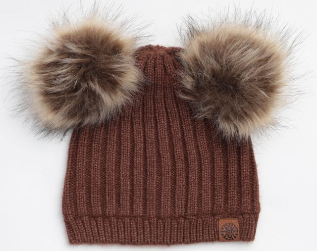 Calikids Double Pompom Knit Hat - Caramel - Princess and the Pea Boutique