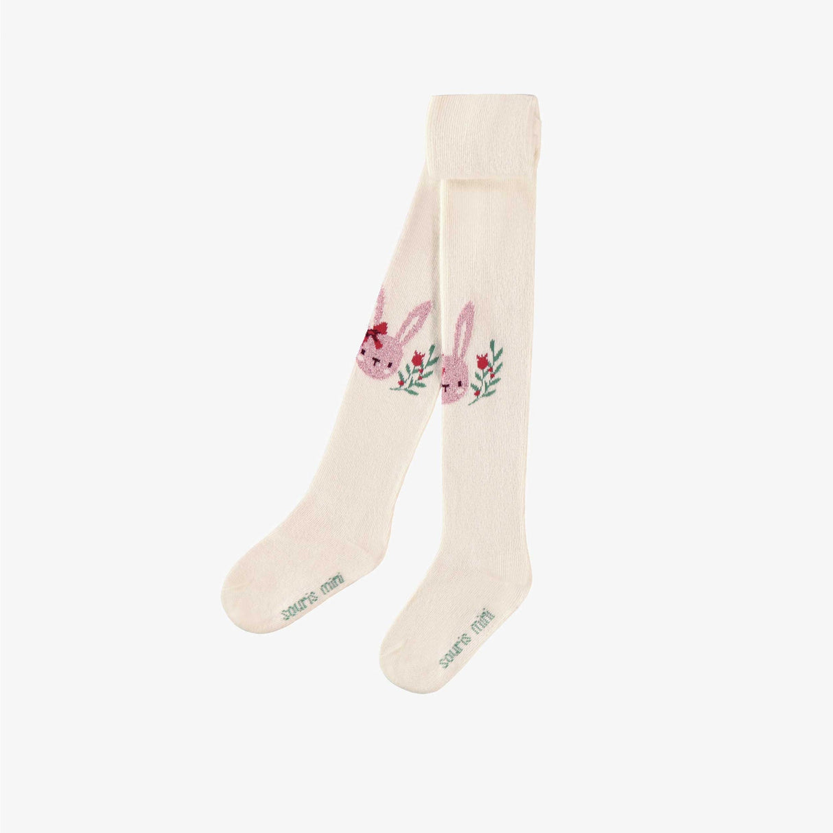 Cream tights with bunny pattern - Princess and the Pea Boutique