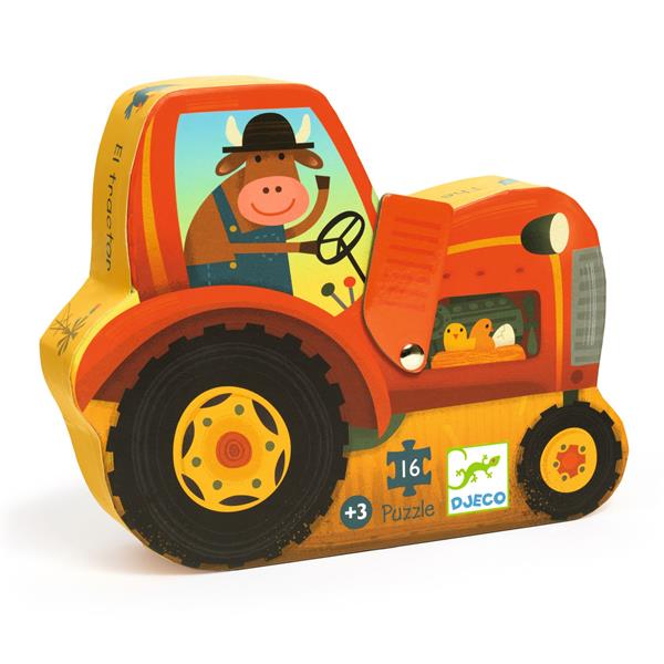Djeco Silhouette Puzzle - The tractor - 16 pcs - Princess and the Pea Boutique
