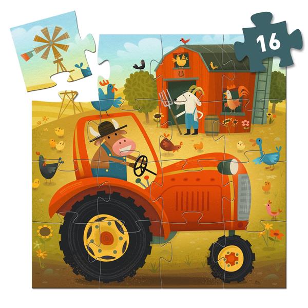 Djeco Silhouette Puzzle - The tractor - 16 pcs - Princess and the Pea Boutique