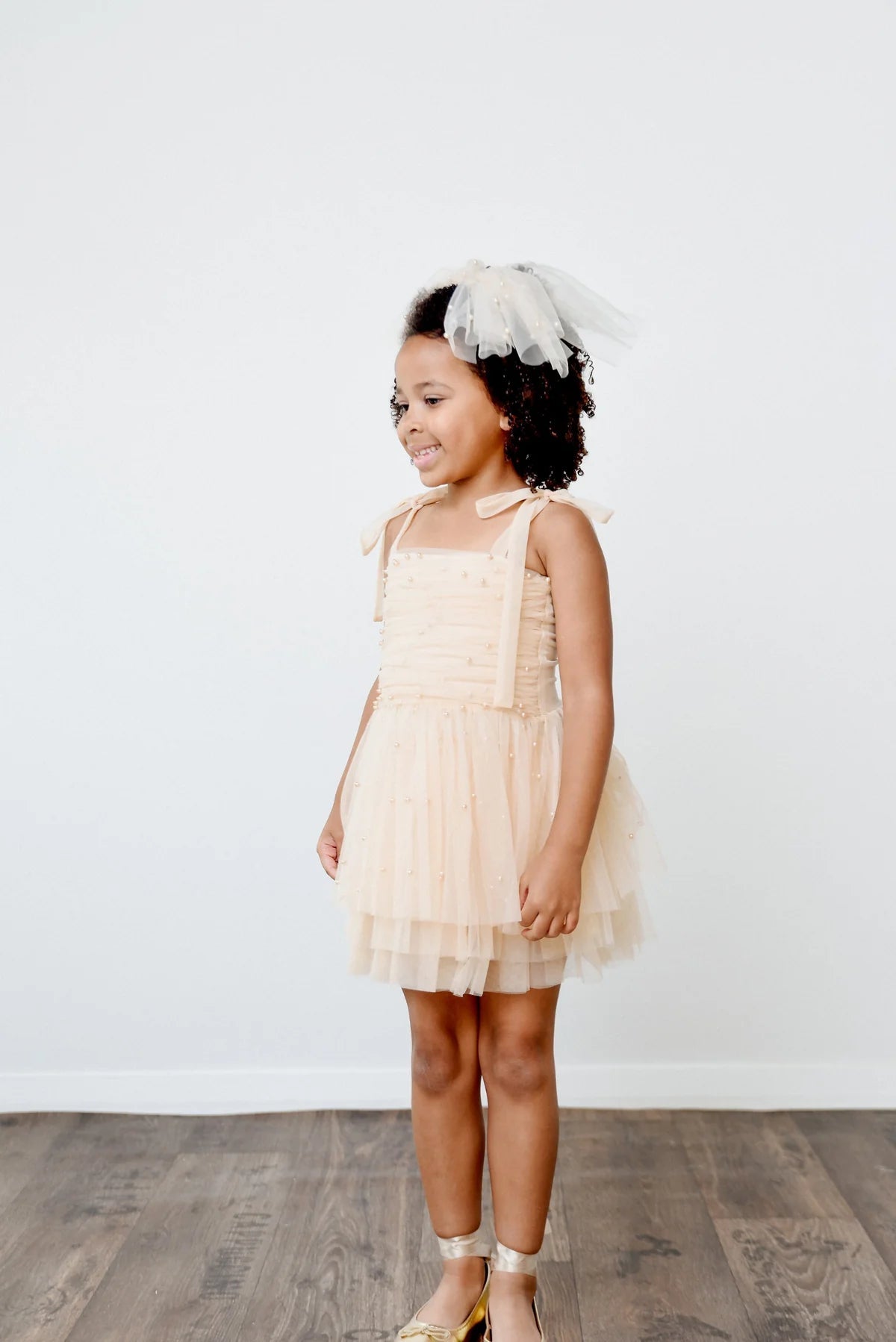 DOLLY Pearl Tulle Ballerina Dress - Cream - Princess and the Pea Boutique