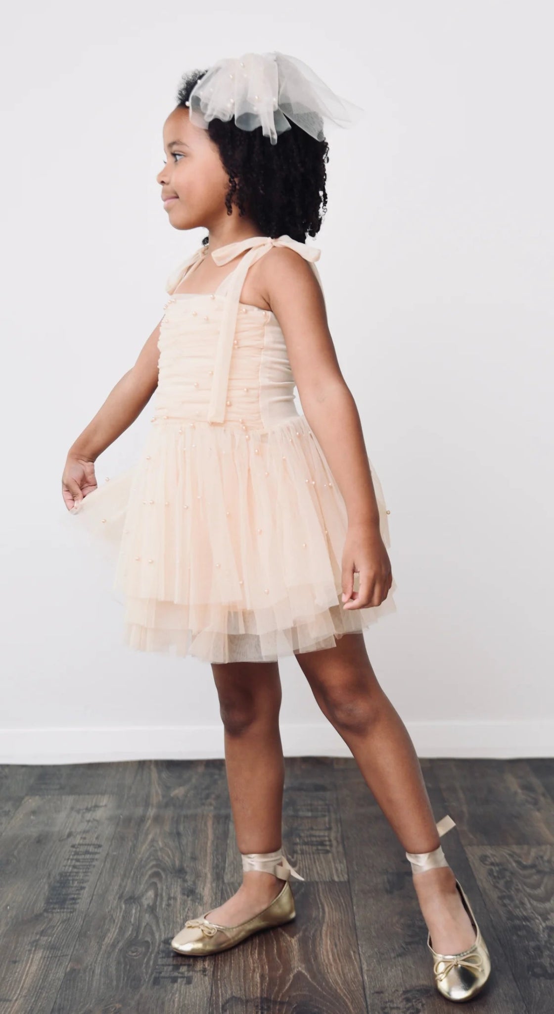 DOLLY Pearl Tulle Ballerina Dress - Cream - Princess and the Pea Boutique